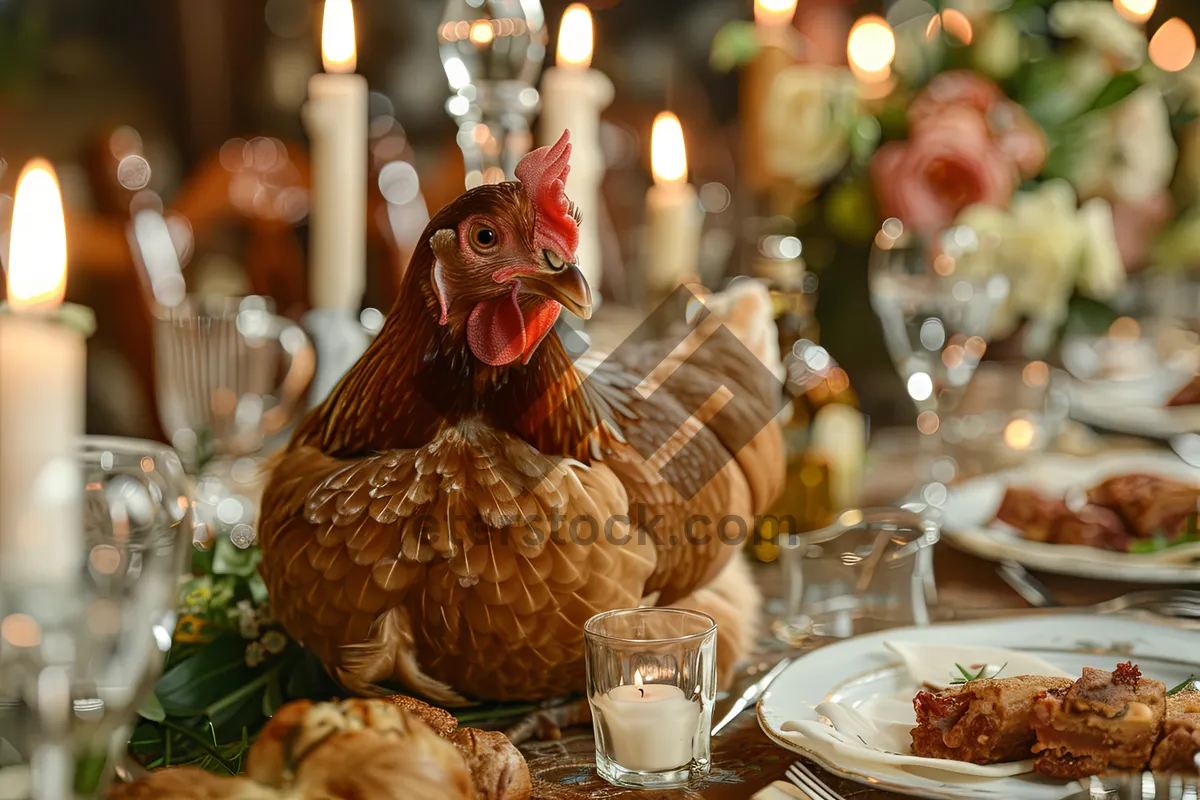 Picture of Birds in the farm - Hen and cock