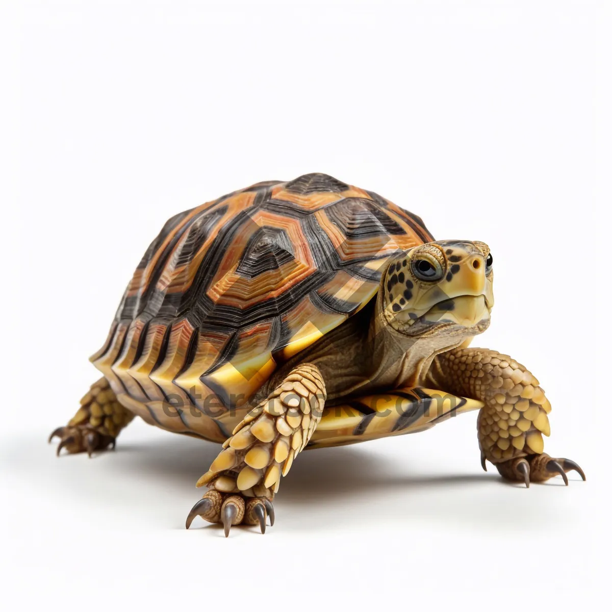 Picture of Slow armored reptile in shell - Box turtle protection.