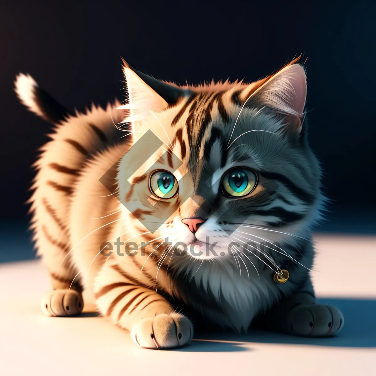 Picture of Fluffy Gray Tabby Cat with Whiskers and Curious Eyes