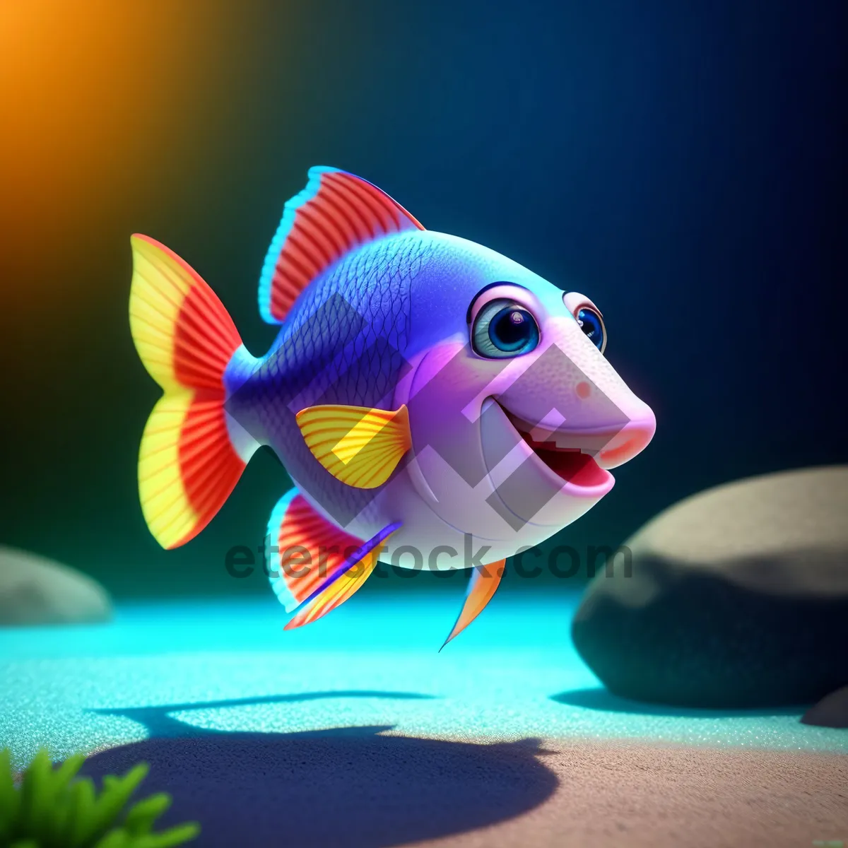 Picture of Colorful Cartoon Fish Art for Fun!