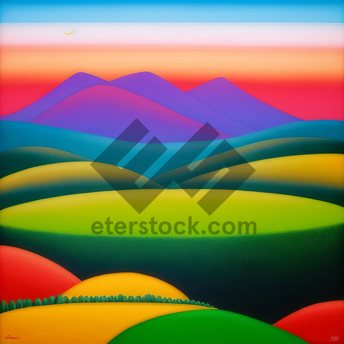 Picture of Vibrant Artistic Digital Rainbow Swirl Design