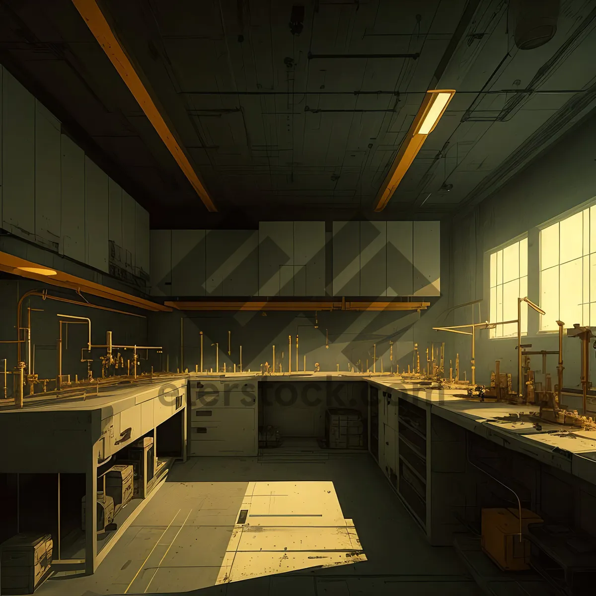 Picture of Modern Urban Office Interior with Minimal Furniture