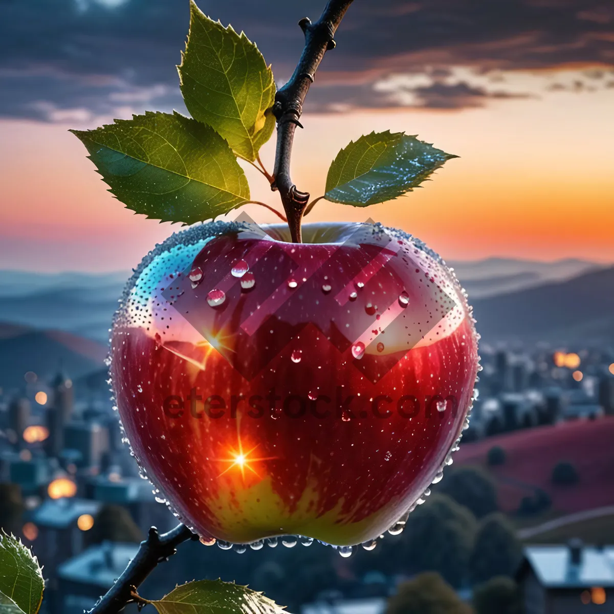 Picture of Fresh and Juicy Red Delicious Apple Harvested from organic agriculture.