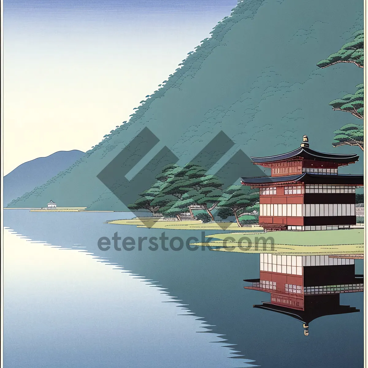 Picture of Serene Waterside Cityscape: Skyline Reflection on River