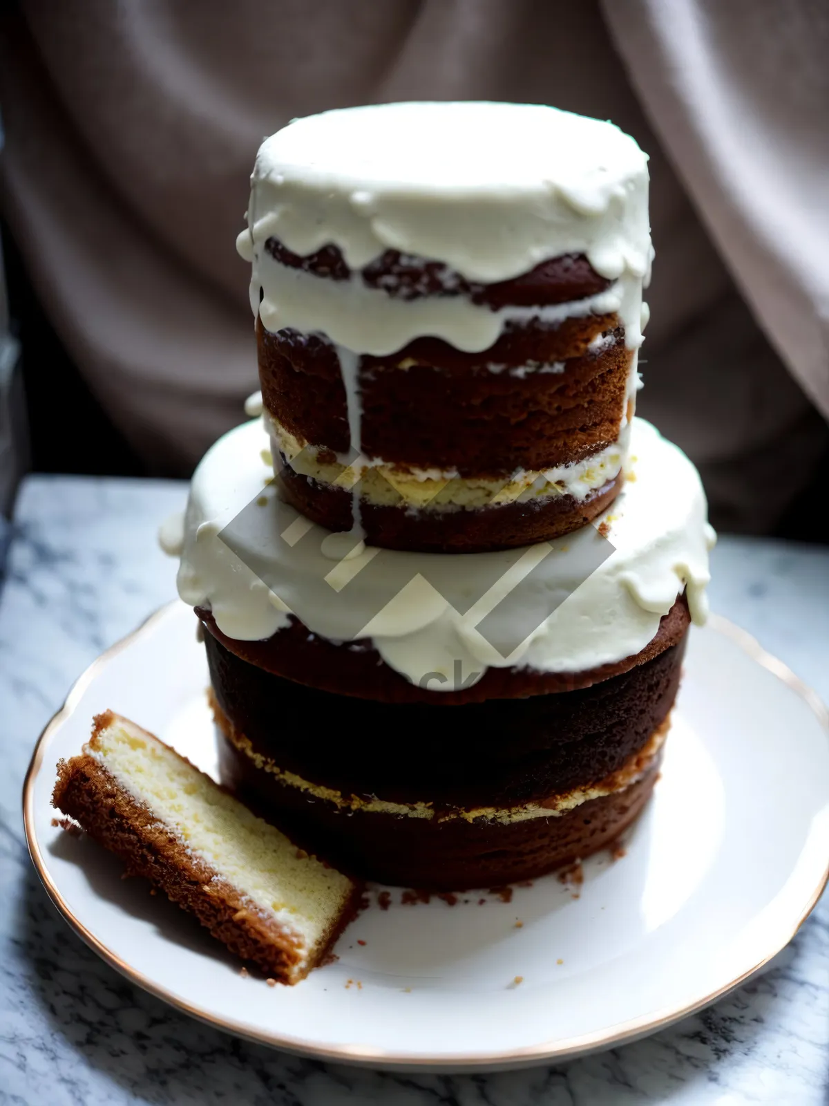 Picture of Delicious Breakfast Cake with Fresh Fruit and Cream