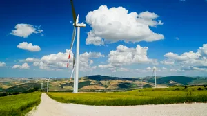 Sustainable wind energy turbine in rural landscape