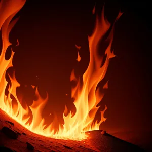 Fiery blaze ignites intense heat in roaring flames.