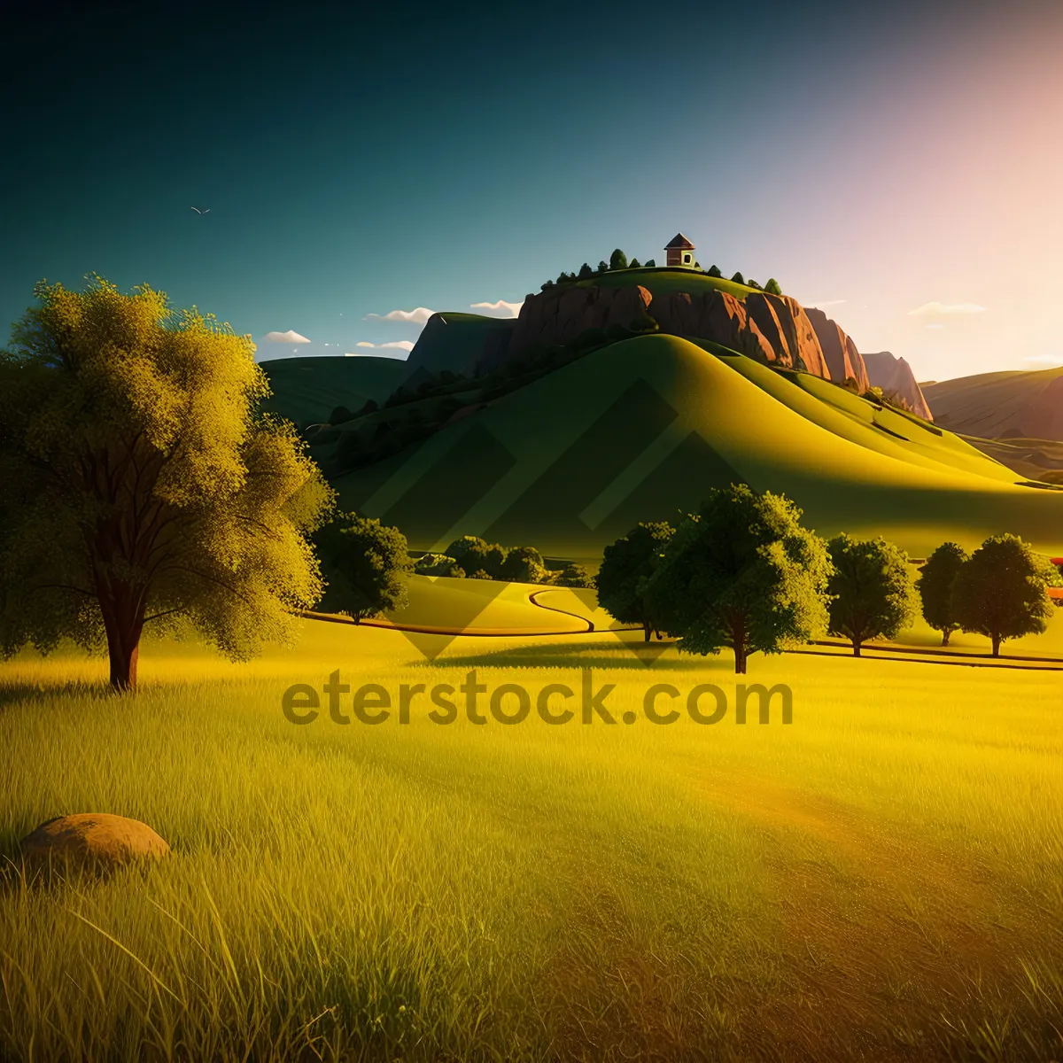 Picture of Serene Countryside Bliss: Endless Skies and Rolling Meadows