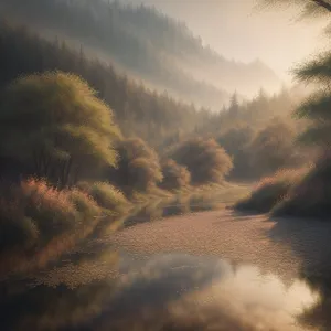 Vibrant Sunset Sky Over Serene Landscape
