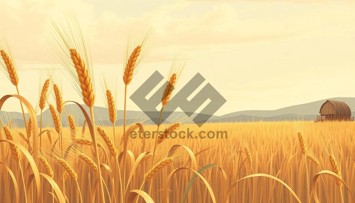 Picture of Golden Wheat Field in Sunny Countryside Landscape