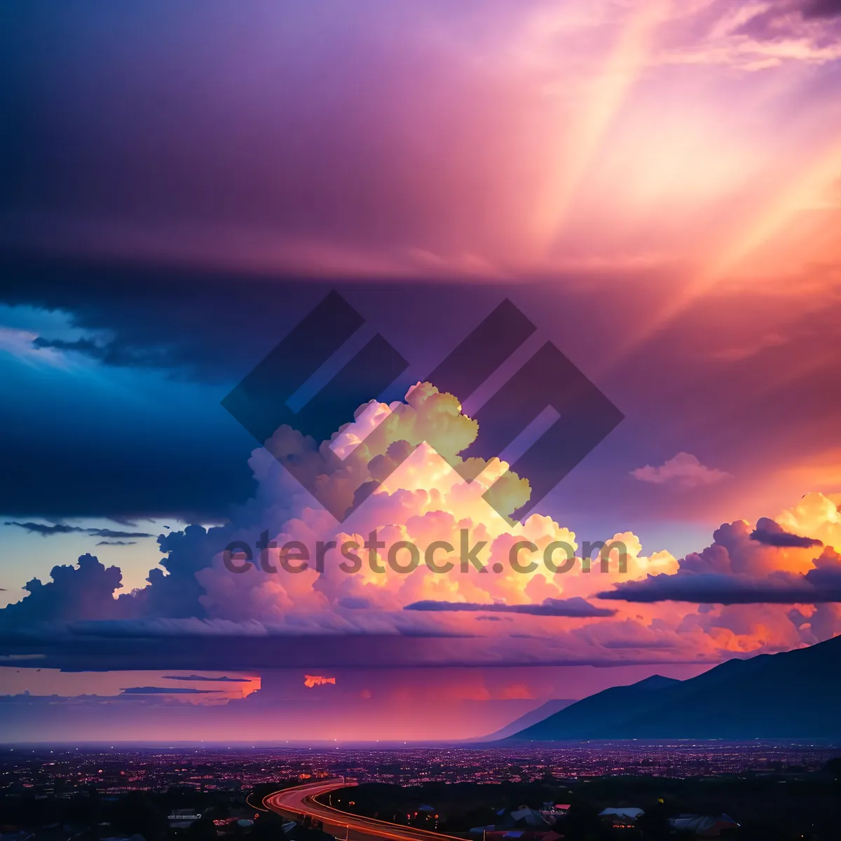 Picture of Golden Sunset Over the Ocean