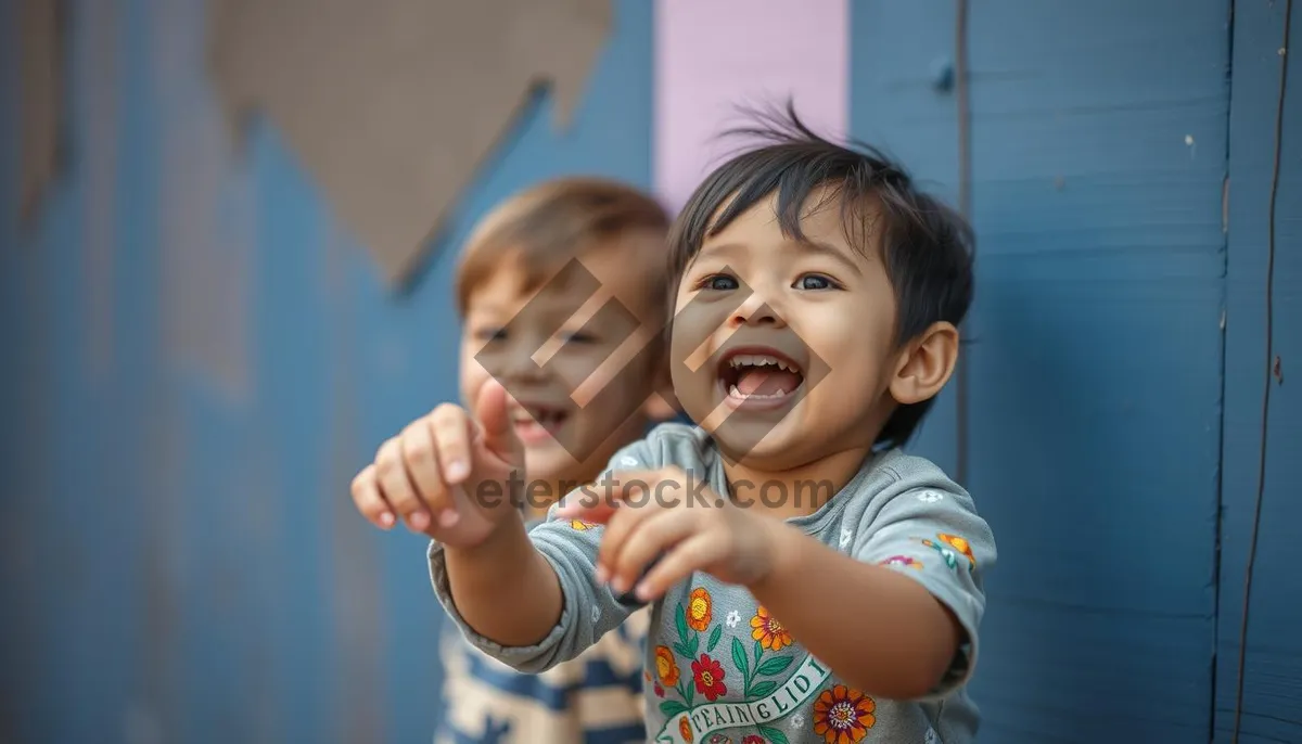 Picture of Happy family portrait with father and children smiling