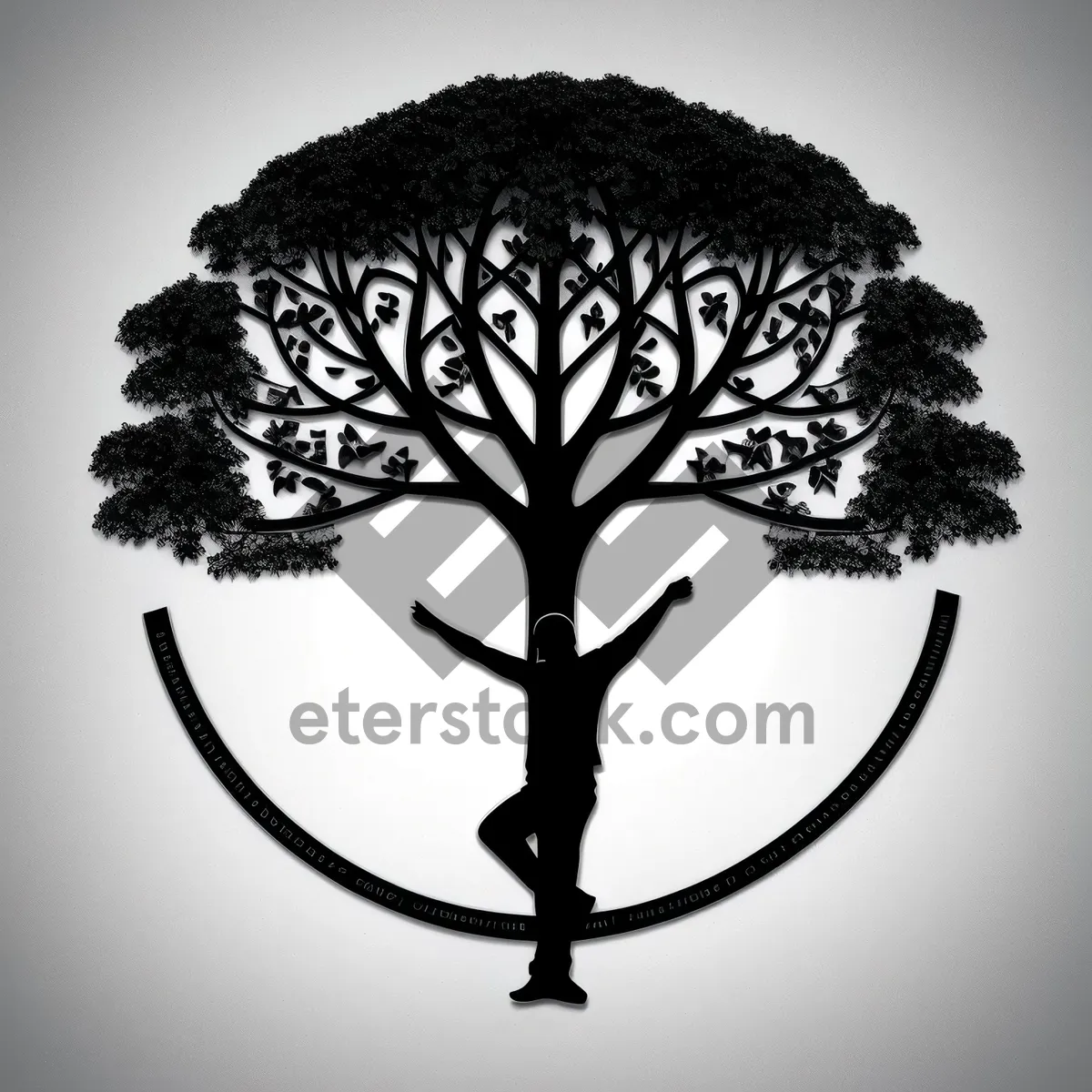 Picture of Silhouette of Tree Branch with Floral Chandelier Design