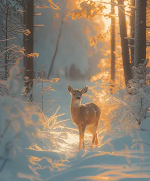 Deer buck in forest wildlife park