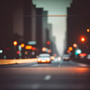 Nighttime Cab Ride Through Urban Glow