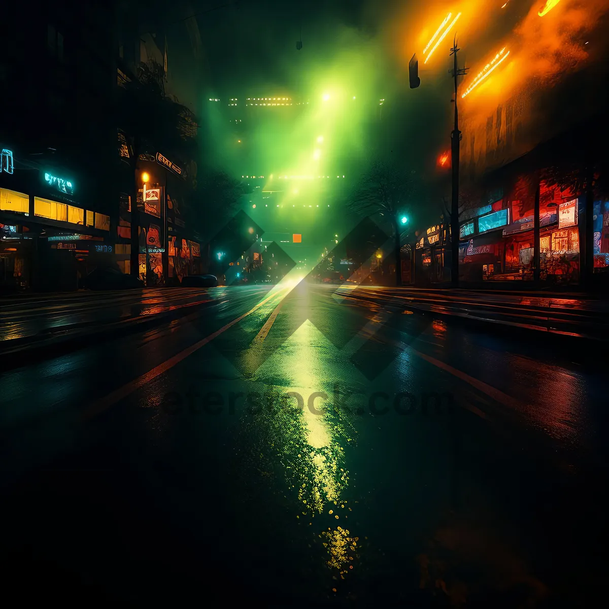 Picture of Nighttime Cityscape with Glowing Bridge and Traffic