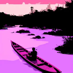 Serene Sunset: Kayak Gliding on Glassy Waters