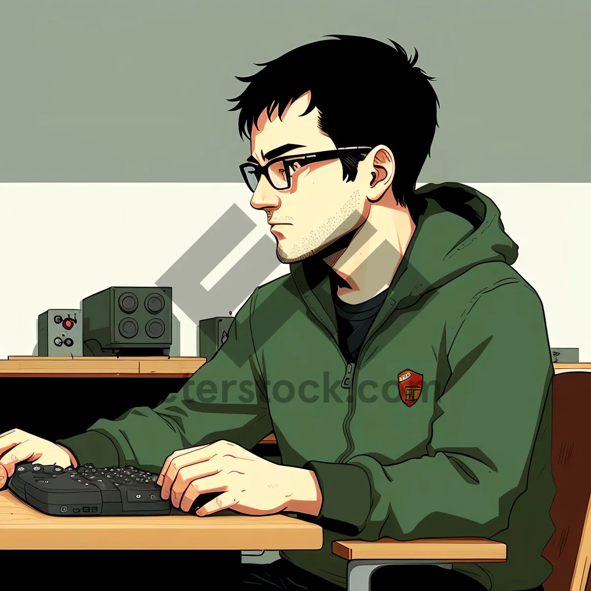 Picture of Professional businessman working on laptop in office