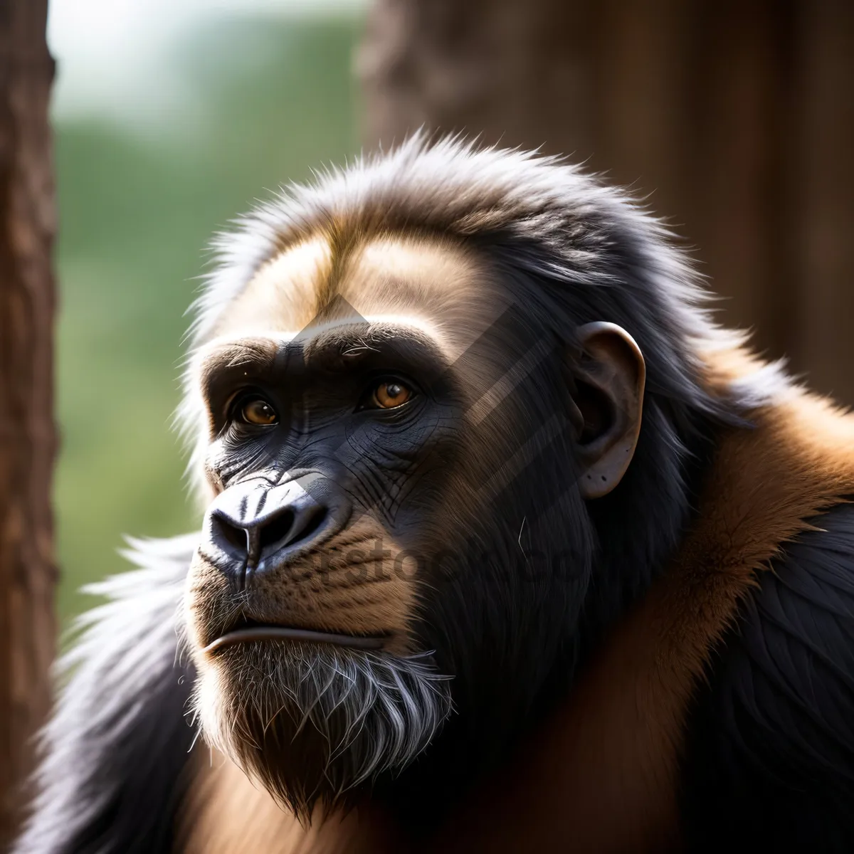 Picture of Wild Primate Encounter: A Majestic Chimpanzee in the Jungle