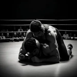 Boxing Glove on Wrestling Mat - Athletic Equipment