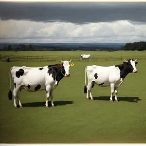 Idyllic Rural Meadow with Grazing Livestock