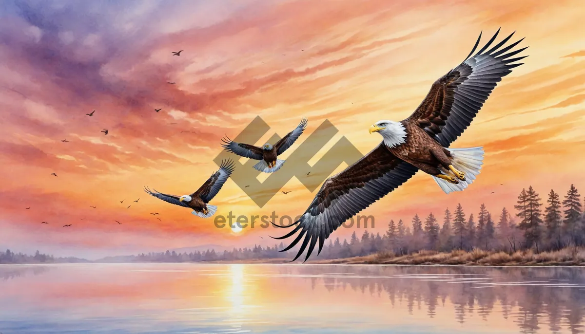 Picture of Seagull soaring over the ocean with wings spread