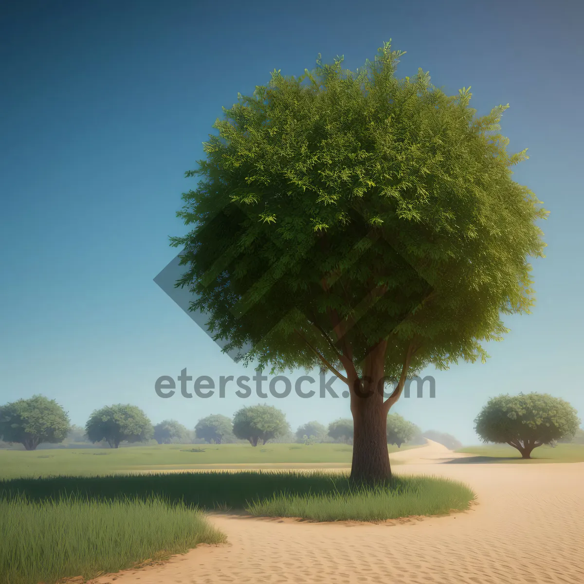 Picture of Rural Oak Tree Overlooking Vast Summer Landscape