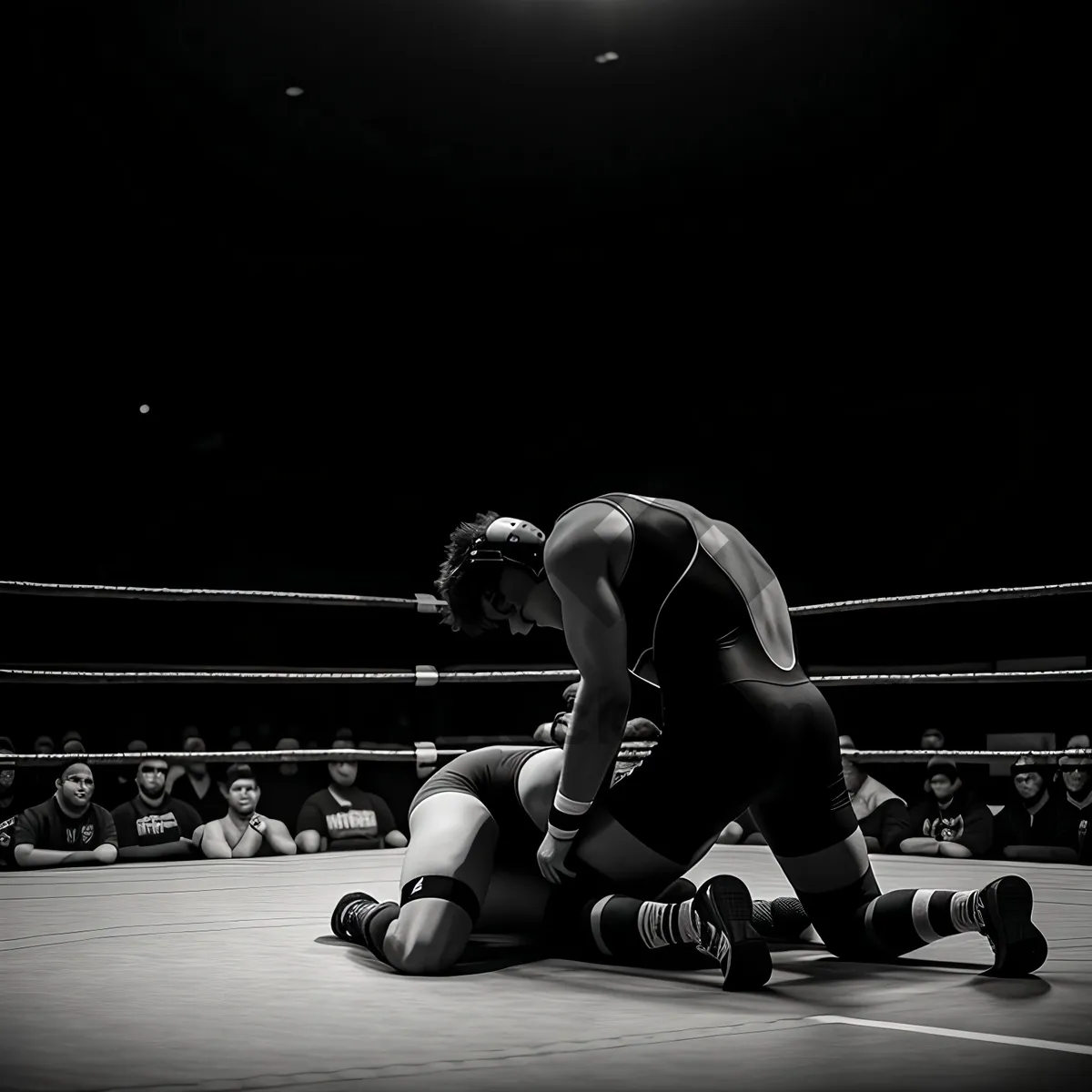 Picture of Muscular Wrestler on Wrestling Mat