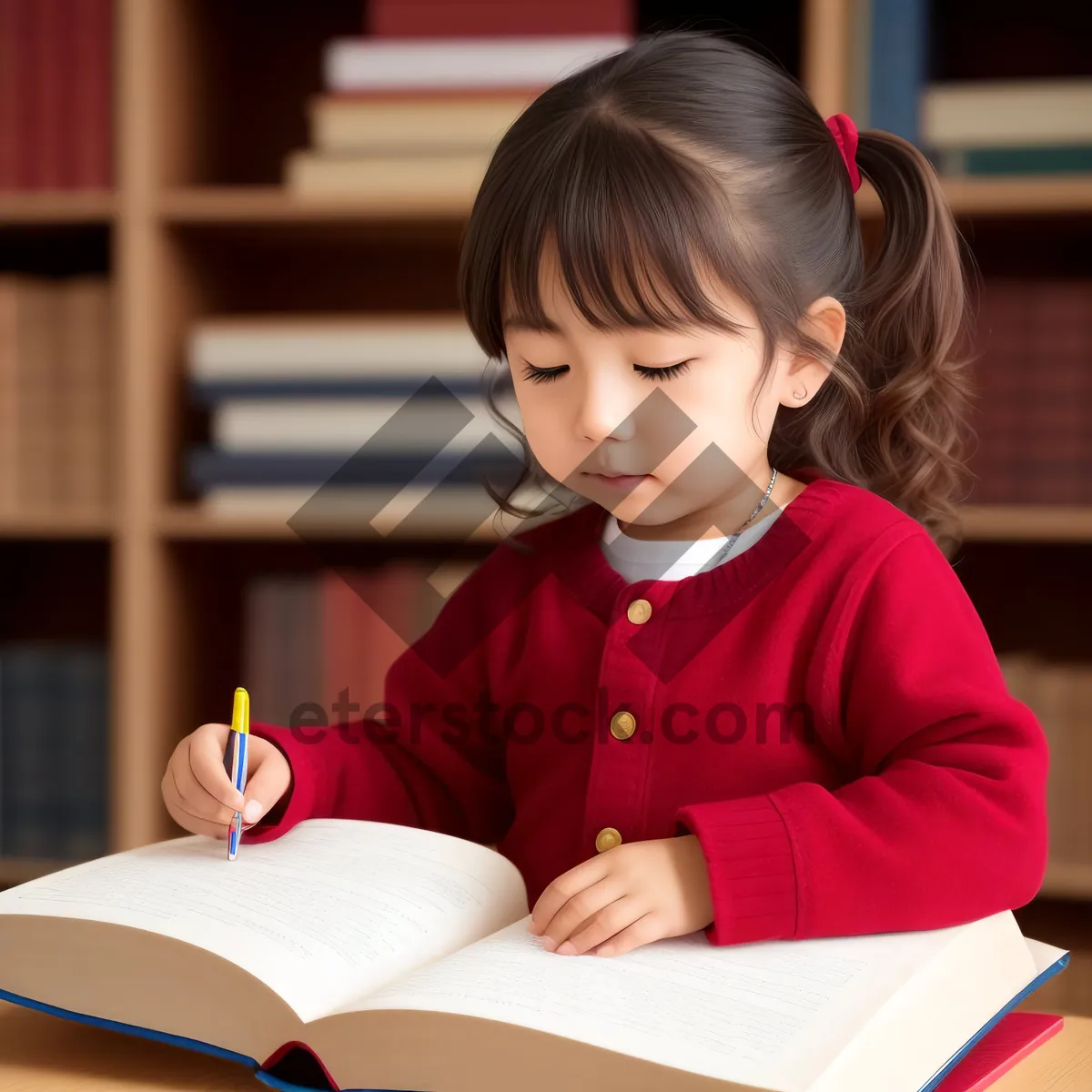 Picture of Smiling student learning in colorful classroom.