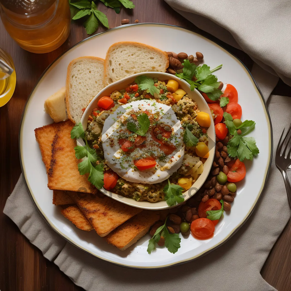 Picture of Healthy Grilled Beef and Vegetable Salad with Nutritious Sauce