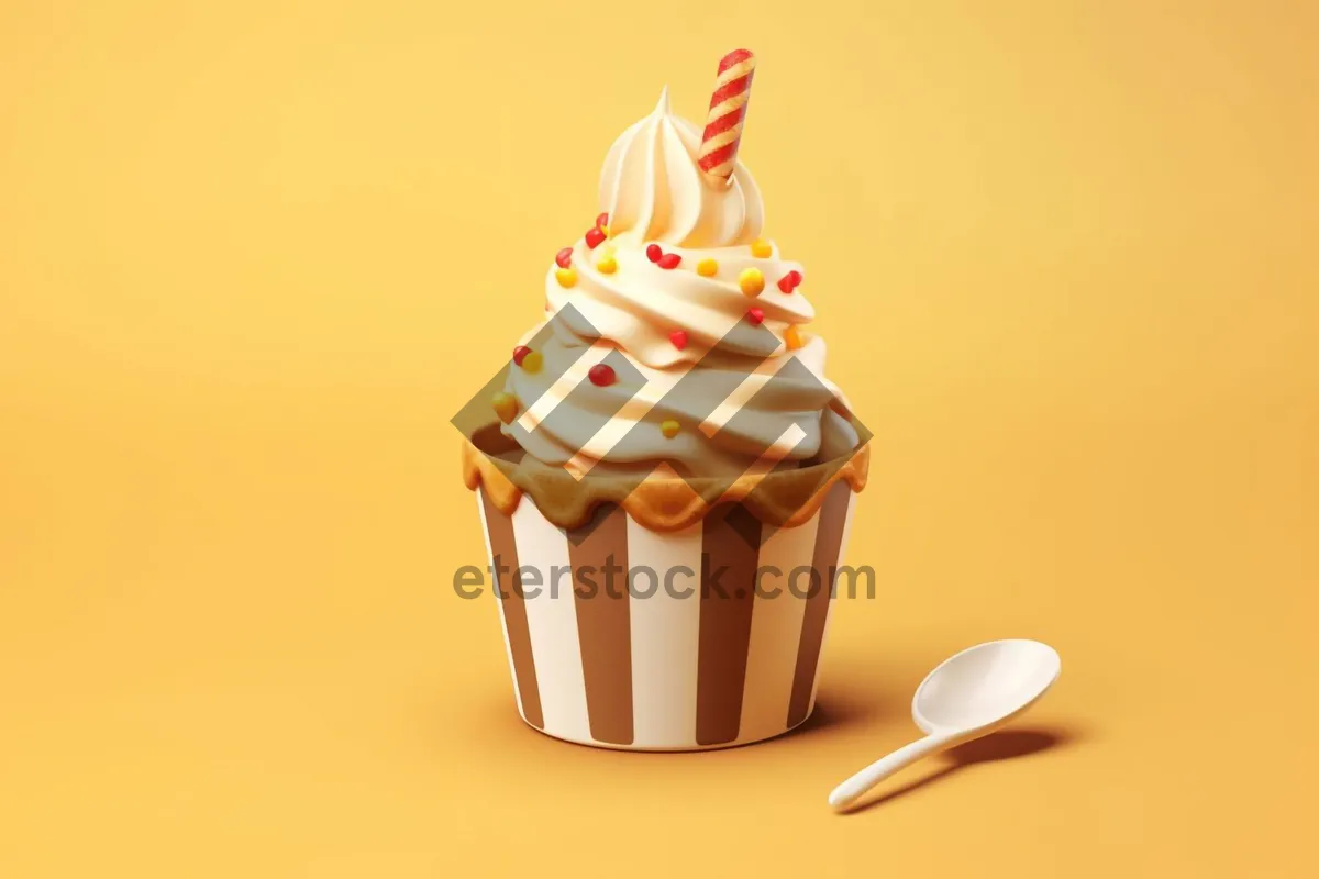 Picture of Delicious Pink Birthday Cupcake with Sprinkles