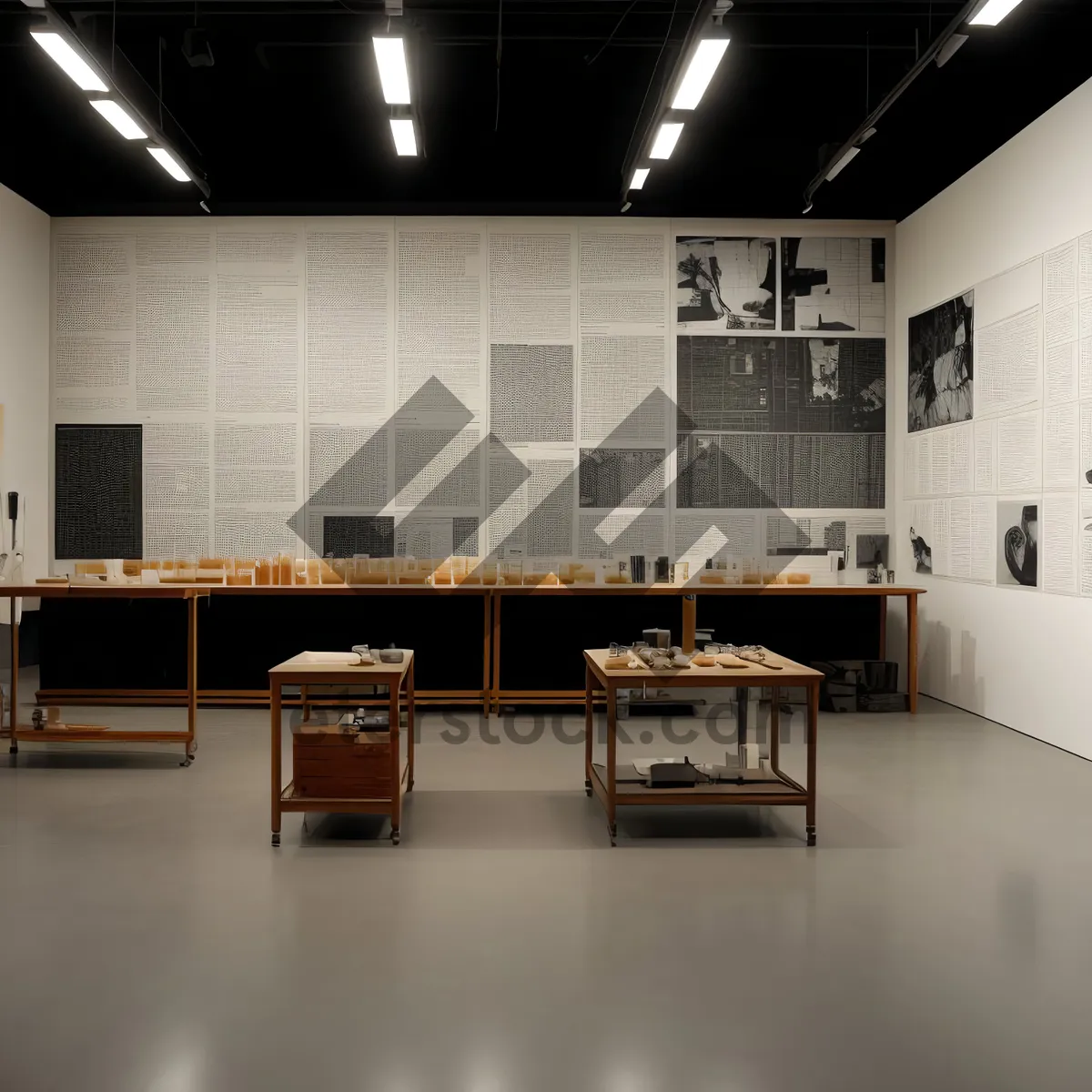 Picture of Modern Classroom with Stylish Furniture and Wooden Decor