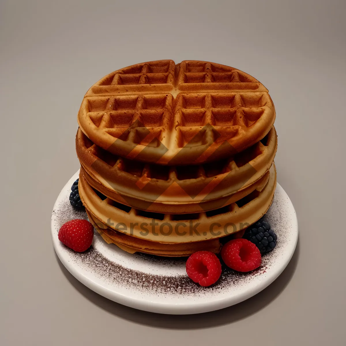 Picture of Delicious Waffle Breakfast on Plate