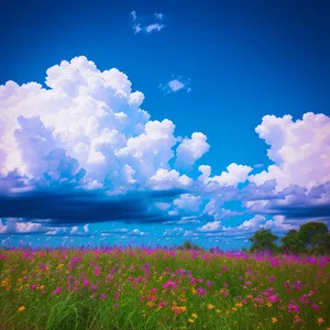 Serene Summer Landscape: Clouds over Meadow