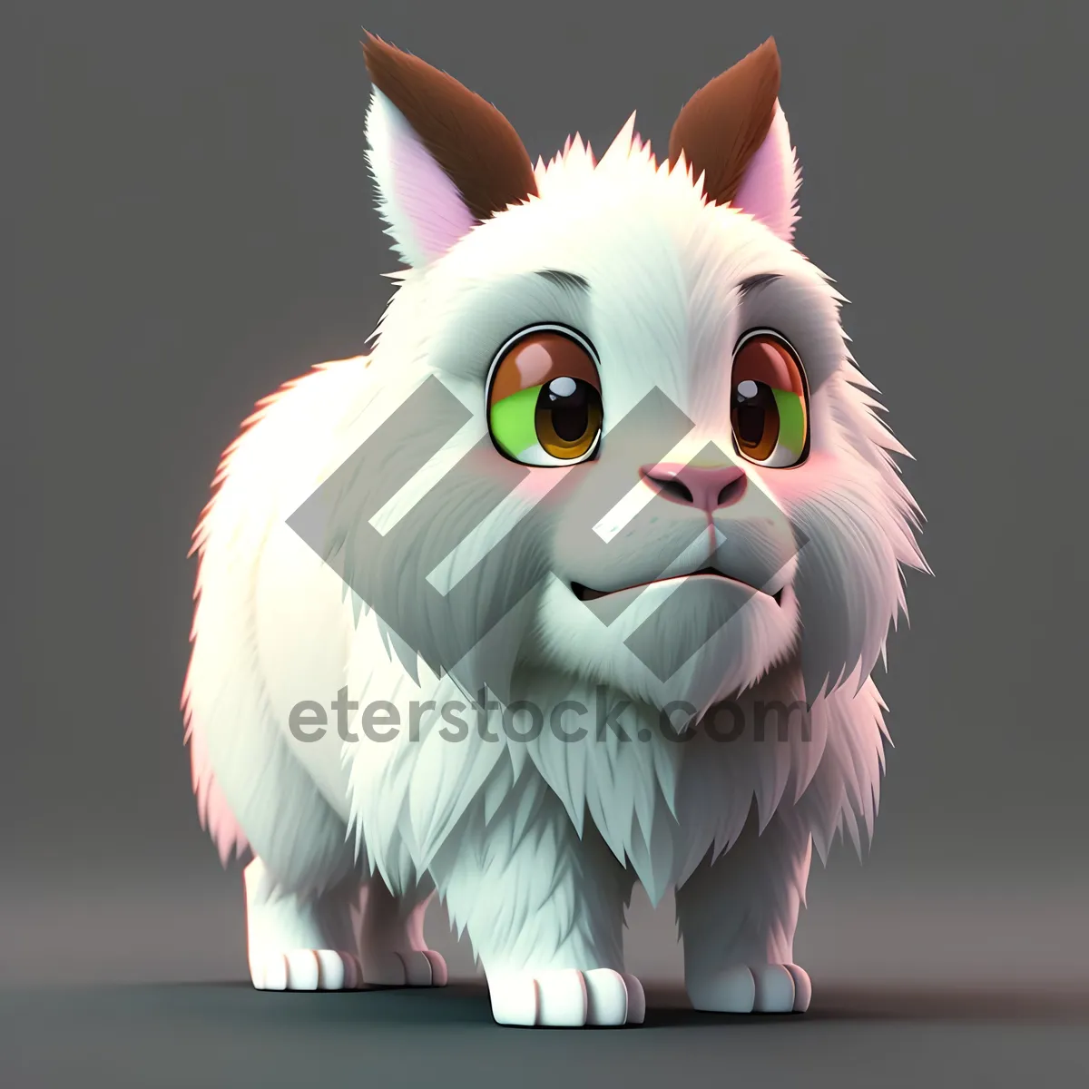 Picture of Fluffy Bunny Bookend - Adorable White Domestic Pet