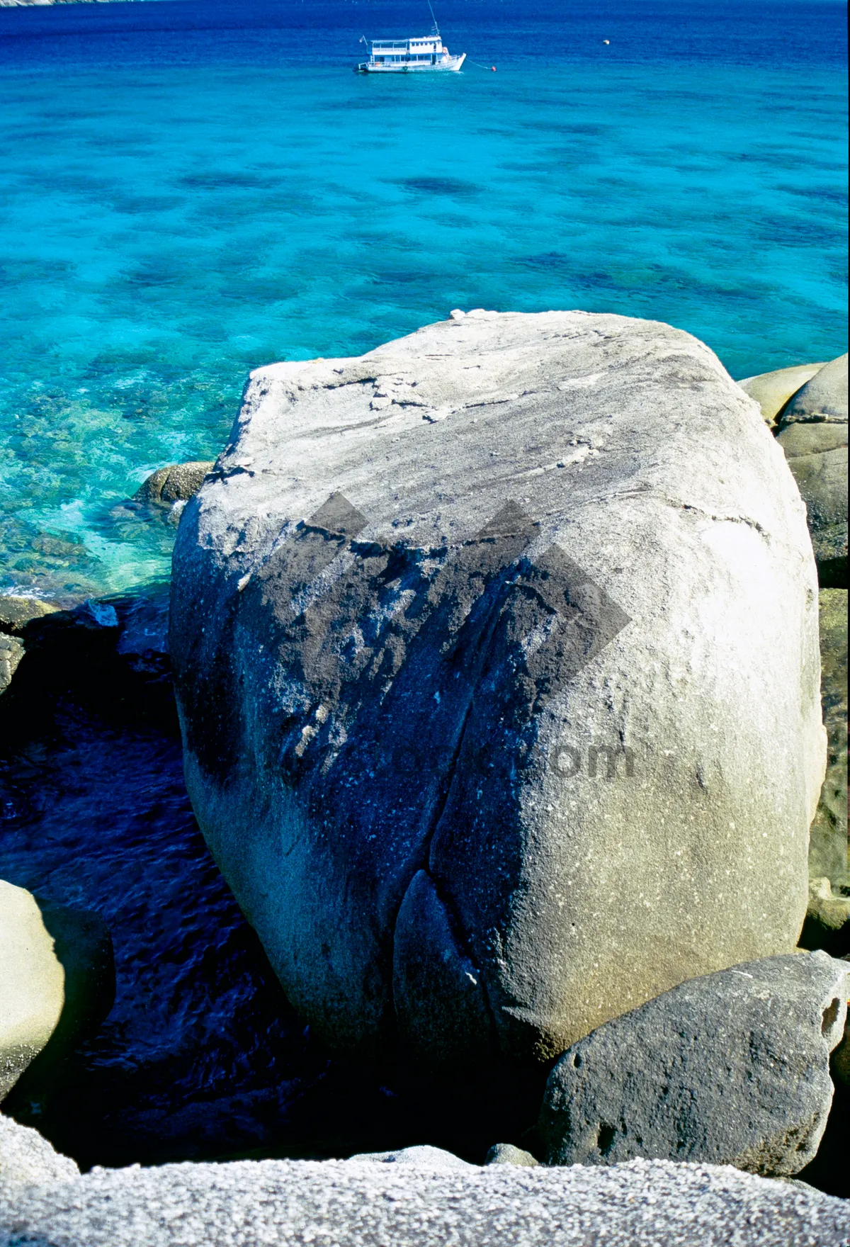 Picture of Tropical island beach with coral and sea turtle. The colors and crystal clear water of the archipelago of the Similan Islands National Park, Thailand, Asia