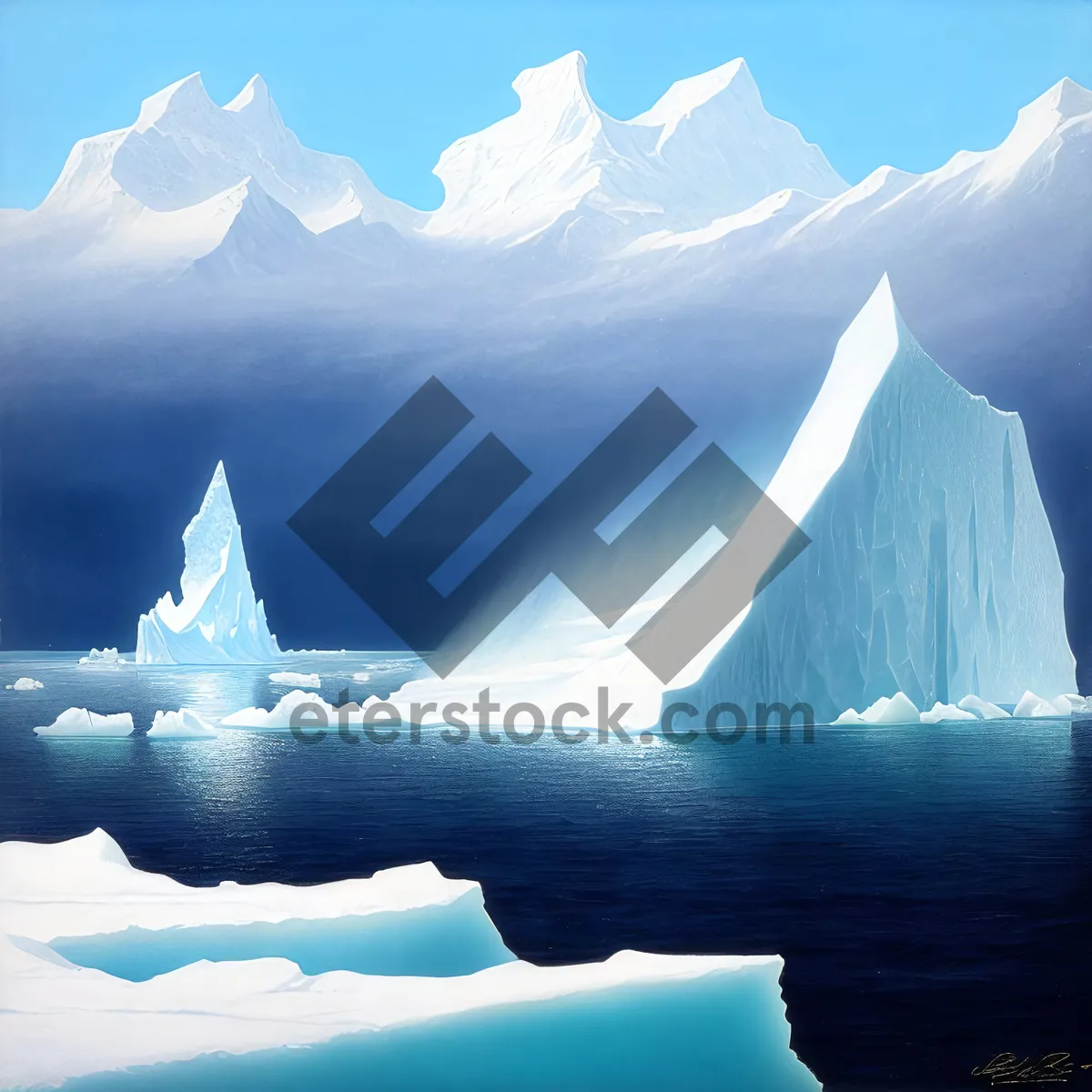 Picture of Frosty Arctic Majesty: Glacier Peaks and Frozen Seas