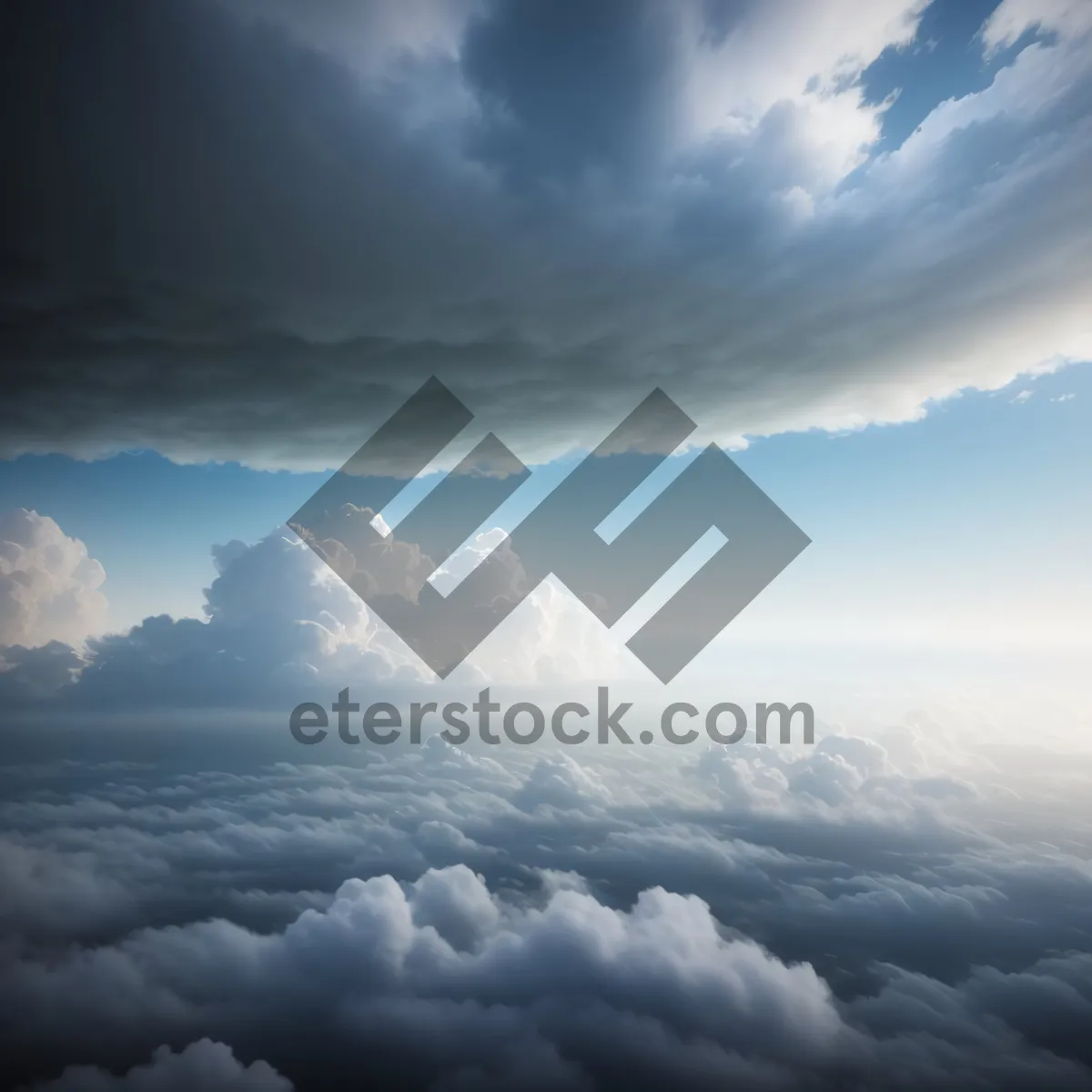 Picture of Vibrant Summer Sky: Azure Heavens and Fluffy Cumulus