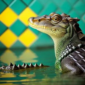 Tropical Wildlife: Majestic Iguana with Brilliant Scales