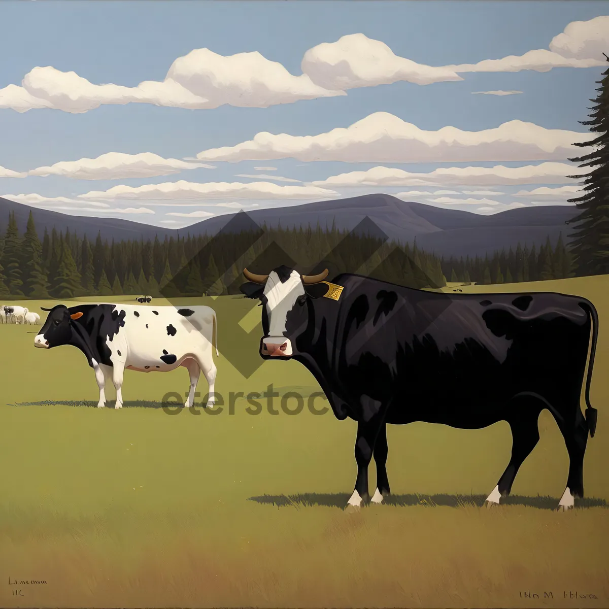 Picture of Serene countryside landscape with grazing cows