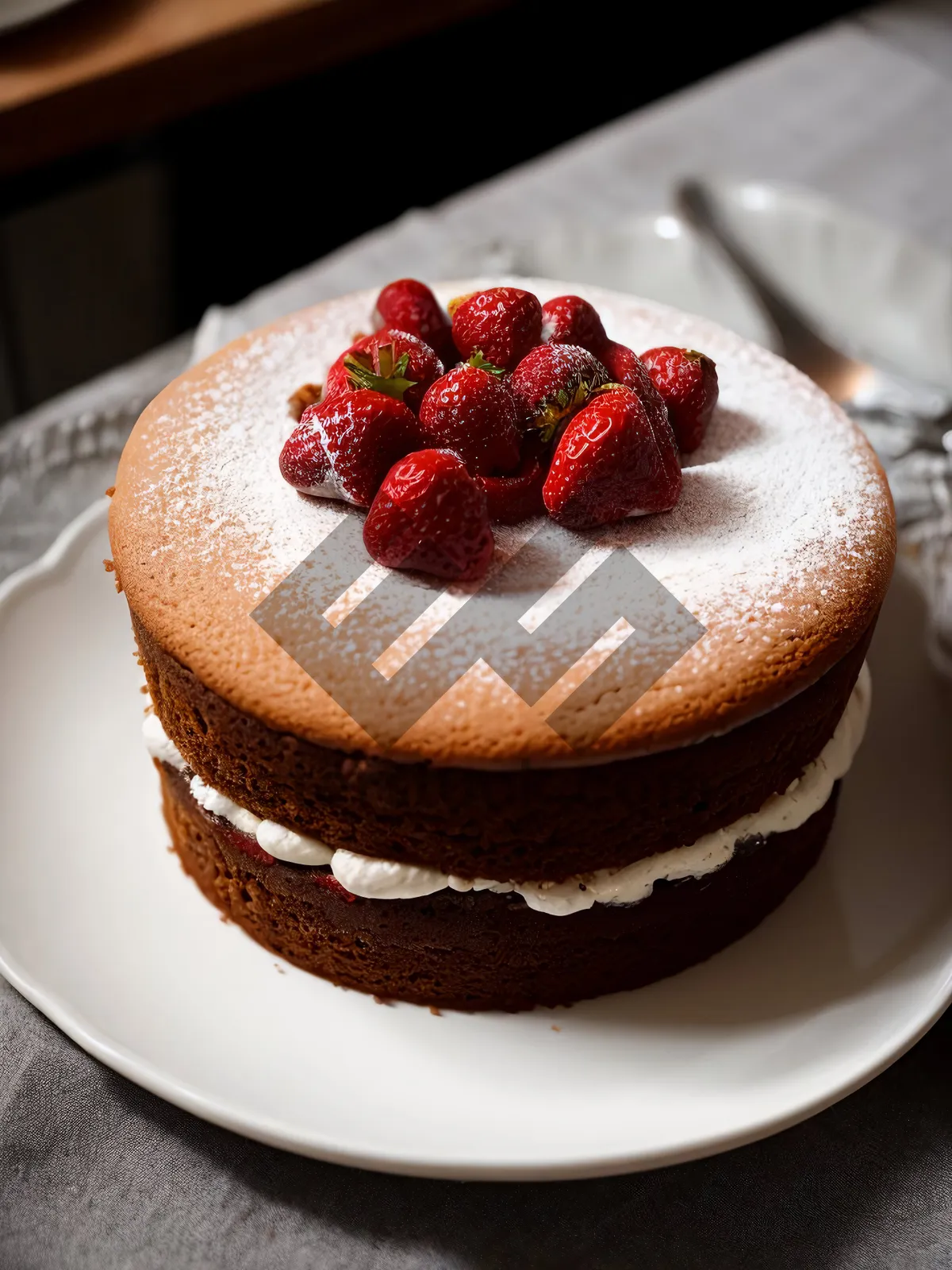 Picture of Delicious Berry-licious Chocolate Cake with Fresh Strawberries