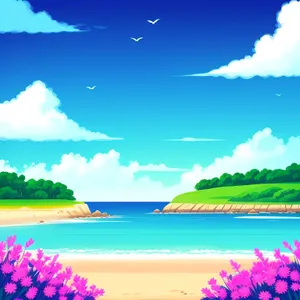 Vibrant Summer Sky Over Coastal Landscape