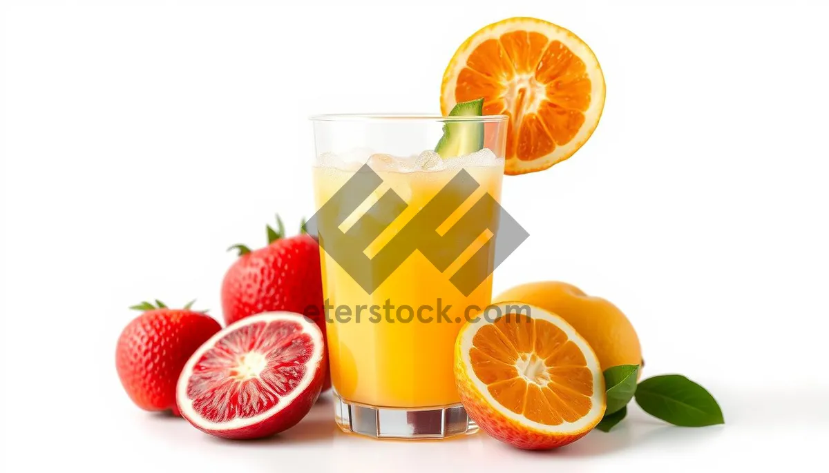 Picture of Fresh Citrus Fruit Juice in Glass with Ice