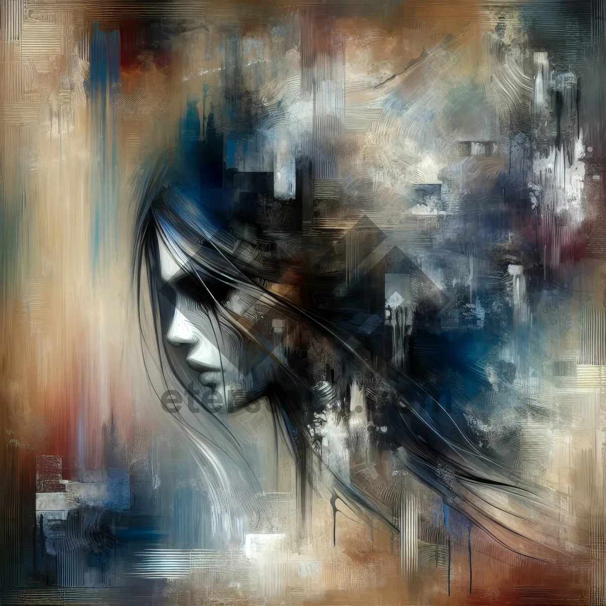 Picture of Abstract Young Woman In Paint Strokes