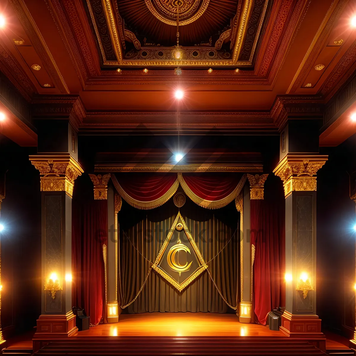 Picture of Glamour in Gold: Artistic Theater Curtain Design