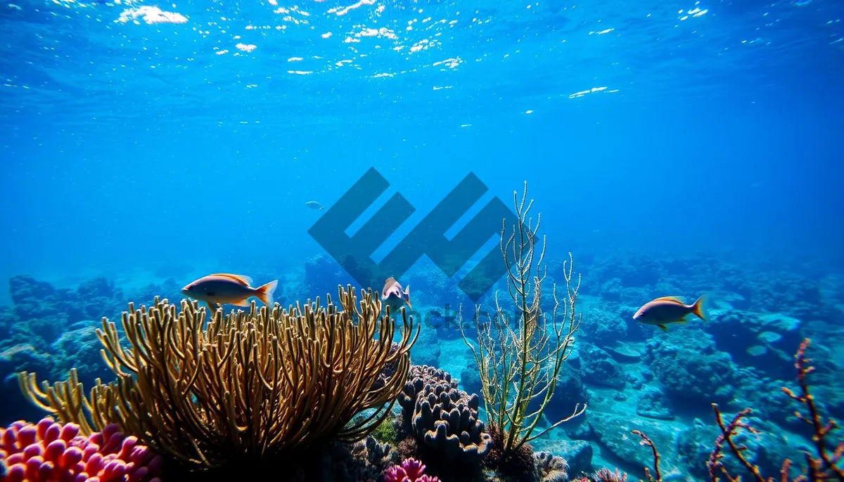 Picture of Colorful Tropical Fish Swimming in Sunlit Coral Reef