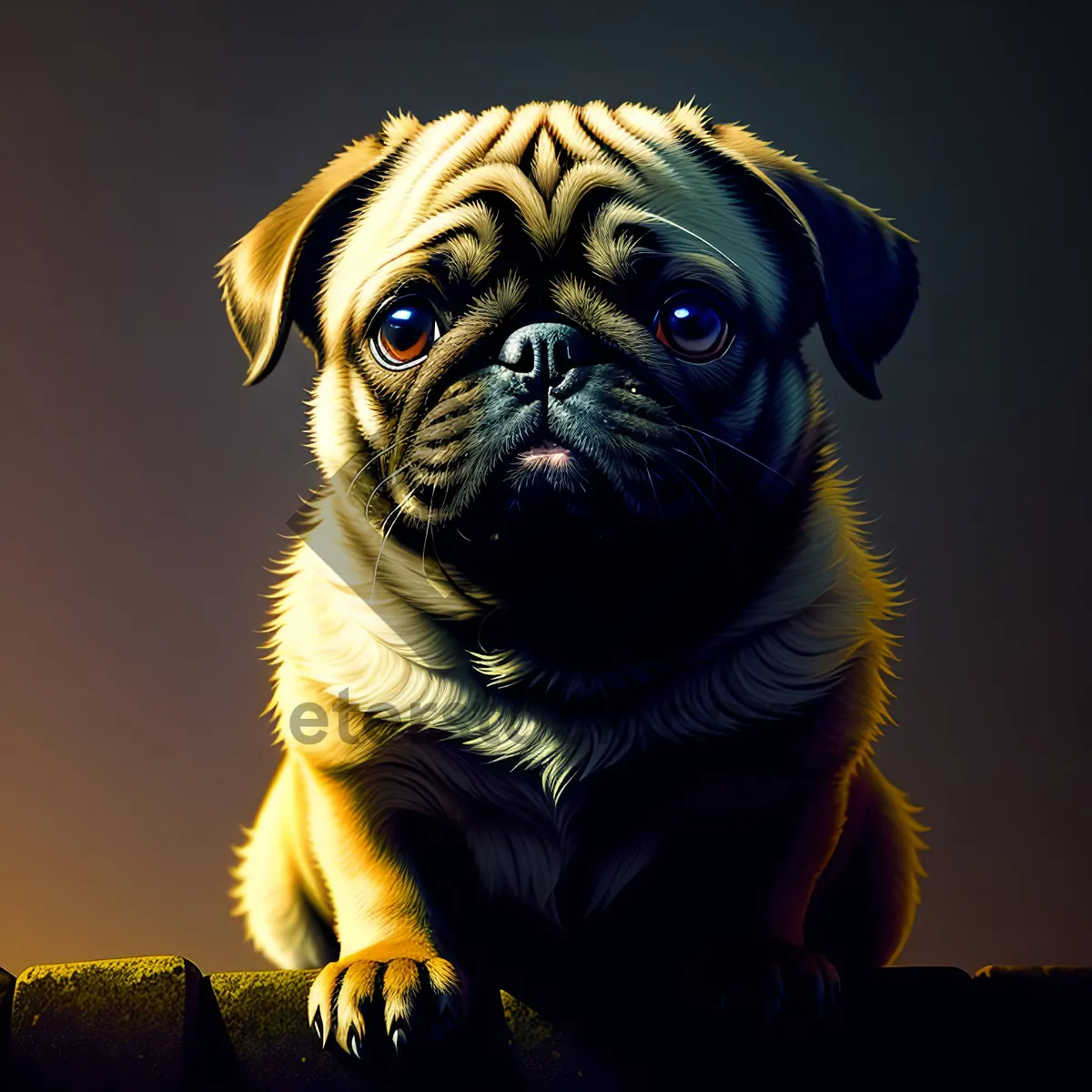 Picture of Adorable Wrinkly Pug Bulldog Puppy - Studio Portrait