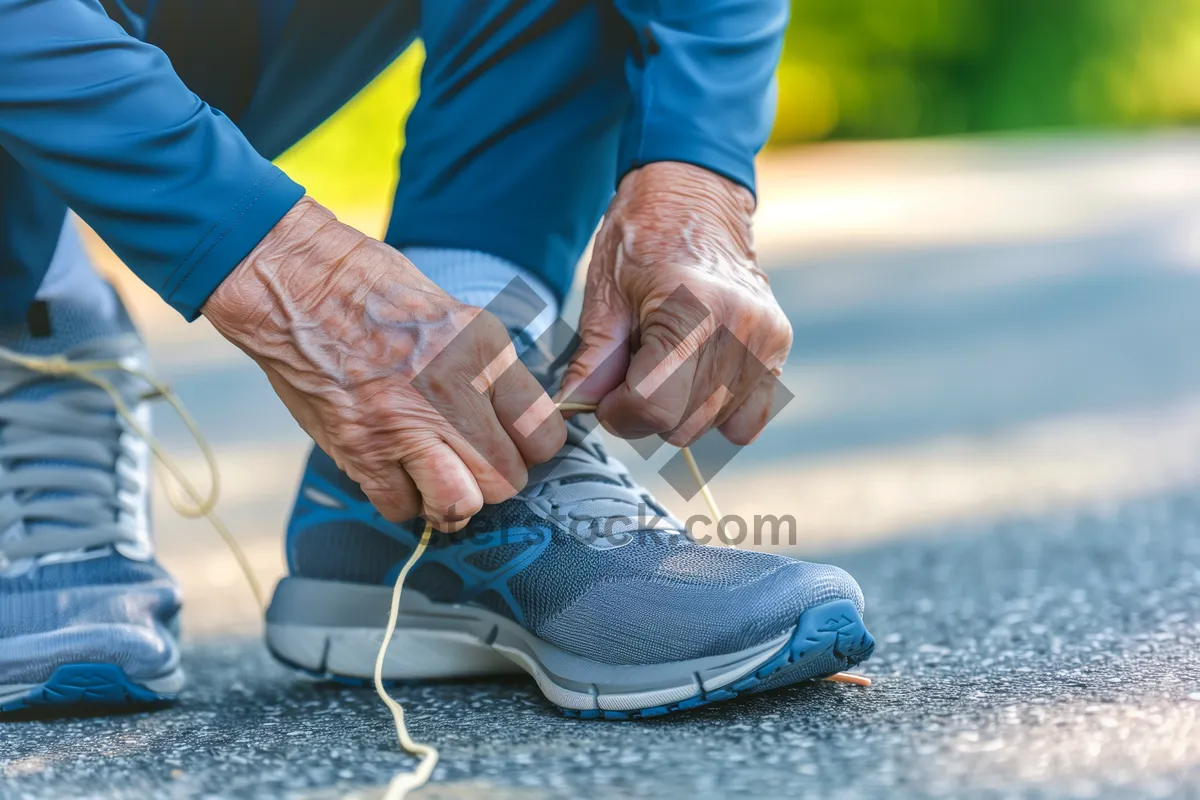 Picture of Happy man in pink sportswear with sneakers