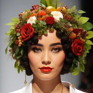 Pretty brunette model with stylish makeup and hairstyle