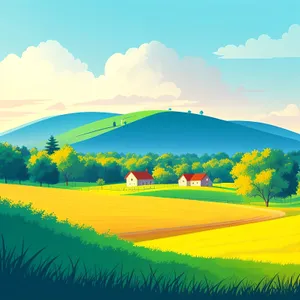 Serene Summer Meadow Under Blue Sky"
or 
"Vibrant Countryside Landscape with Rolling Hills